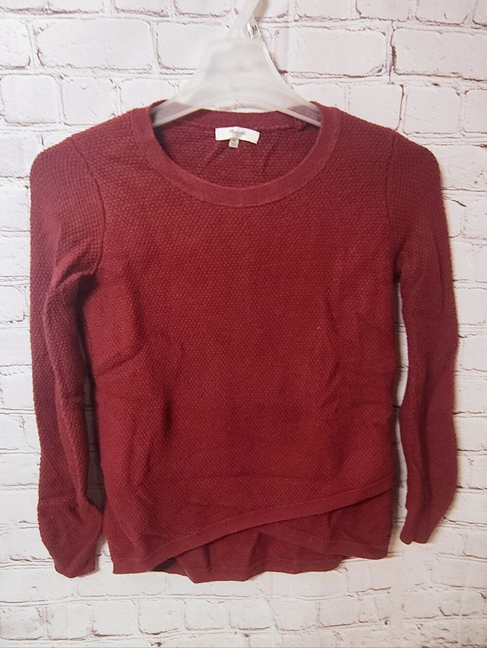 Madewell Waffle Knit Asymmetrical Burgundy Crew Waffle Knit Thermal Sweater XS